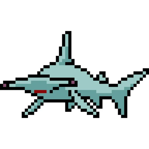 矢量像素艺术锤头鲨孤立漫画 — 图库矢量图片