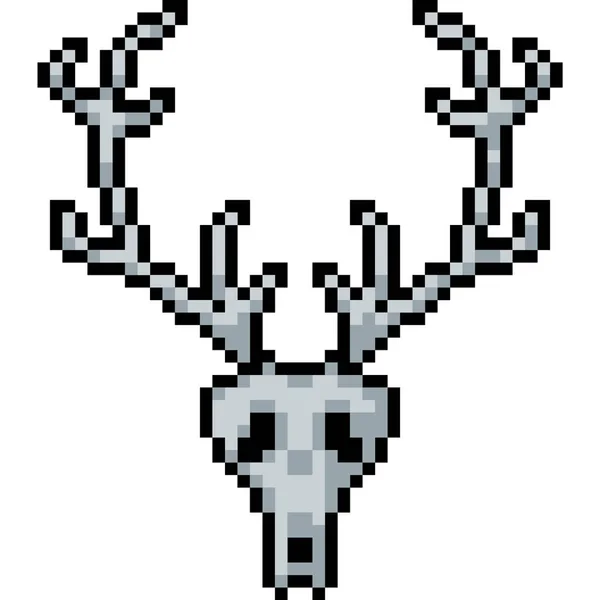 Vector Pixel Art Deer Skull Isolated Cartoo — Stock Vector