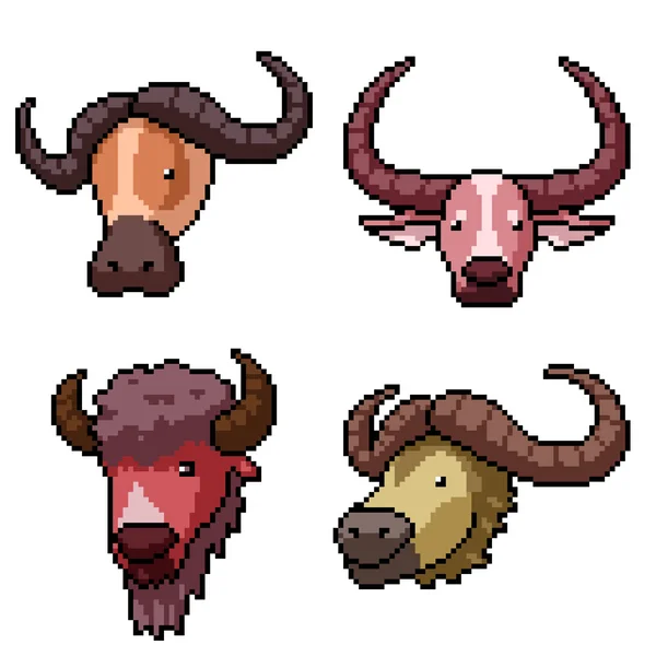 Pixelkunst Des Büffelbullen — Stockvektor