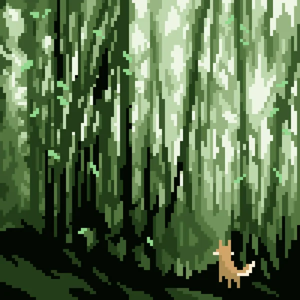 Pixelové Umění Lišky Džungli — Stockový vektor
