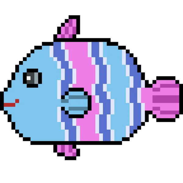 Vecteur Pixel Art Poisson Isolé — Image vectorielle