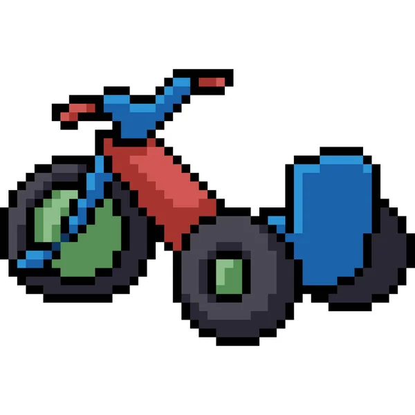 Vector Pixel Kunst Baby Fiets Geïsoleerde Cartoon — Stockvector