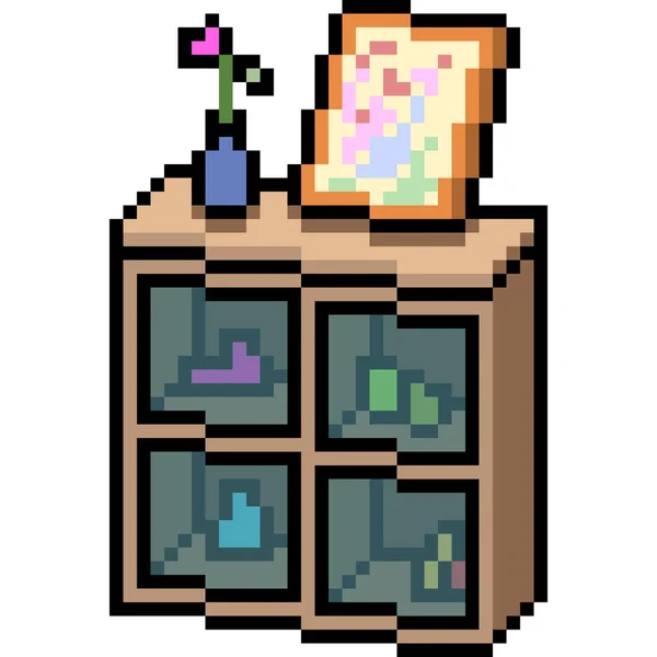 Vetor Pixel Arte Gabinete Decoração Desenhos Animados Isolados — Vetor de Stock