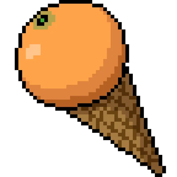 Vecteur Pixel Art Orange Crème Glacée Isolé Dessin Animé — Image vectorielle