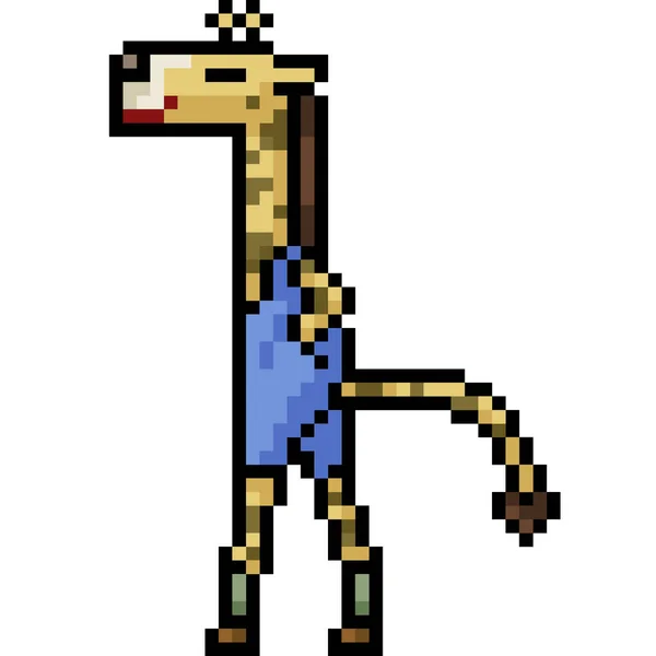 Vecteur Pixel Art Girafe Stand Isolé Dessin Animé — Image vectorielle