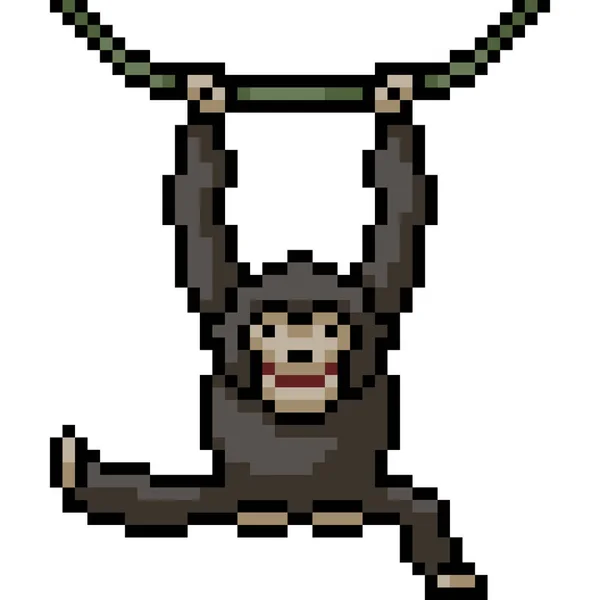 Vecteur Pixel Art Singe Espiègle Isolé Dessin Animé — Image vectorielle