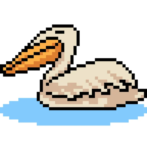 Pixel Vetorial Arte Animal Pelicano Isolado Desenho Animado —  Vetores de Stock
