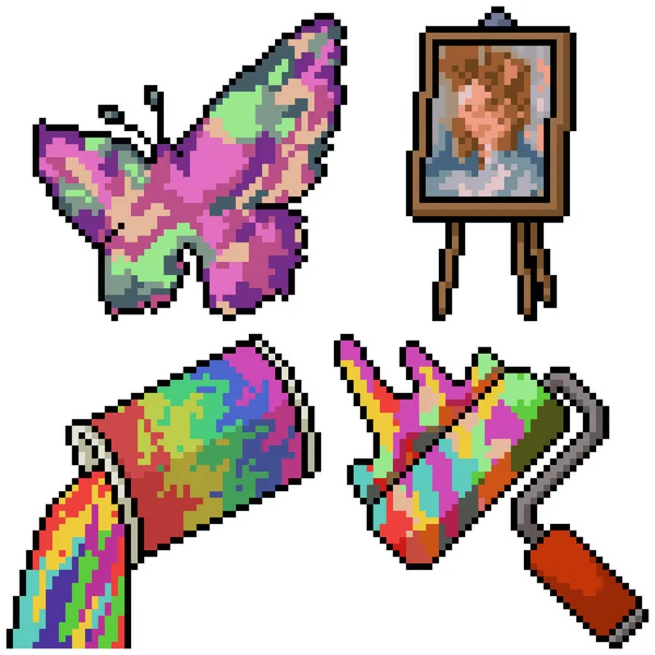 Pixel Art Set Peinture Articulaire Isolée — Image vectorielle