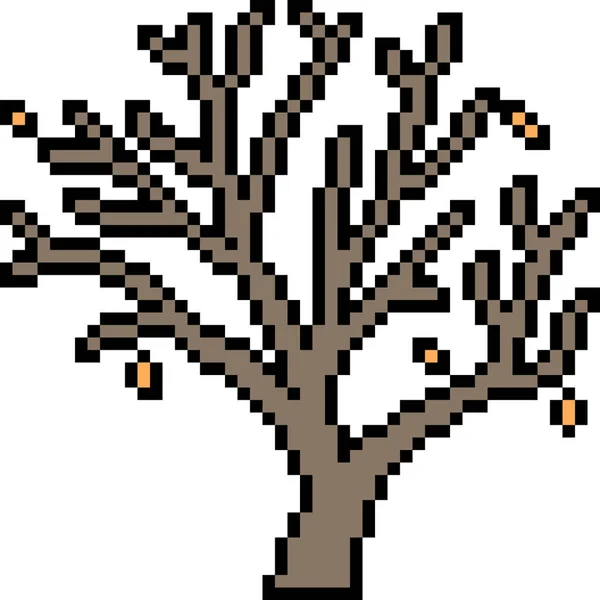 Векторний Піксель Мистецтва Мертве Дерево Ізольовано — стоковий вектор