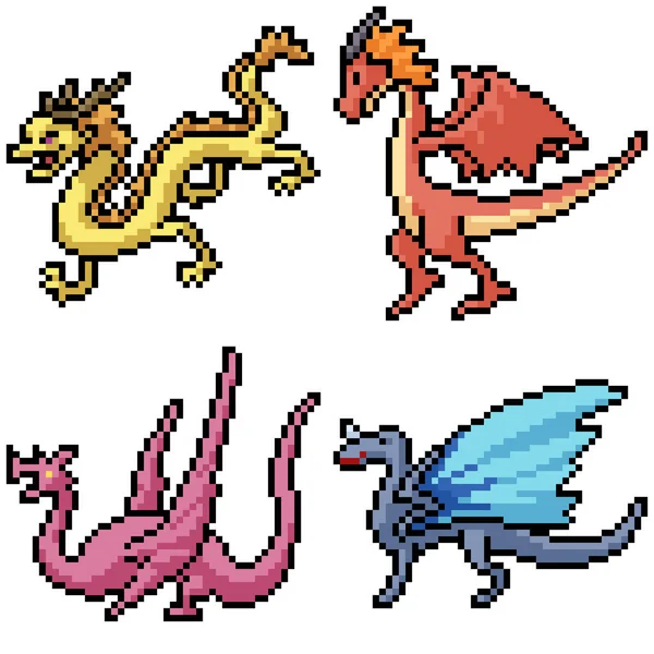 Piksel sanat seti izole edilmiş uçan canavar.