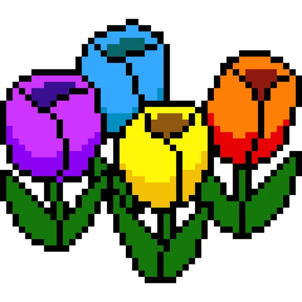 Διάνυσμα Λουλούδι Τέχνης Pixel Απομονωμένο — Διανυσματικό Αρχείο