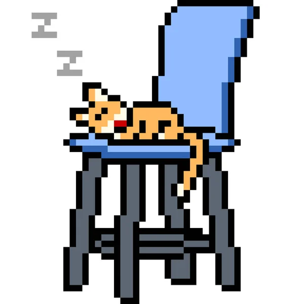 Vector Pixel Art Cat Chair Isolated Cartoon — Stock Vector