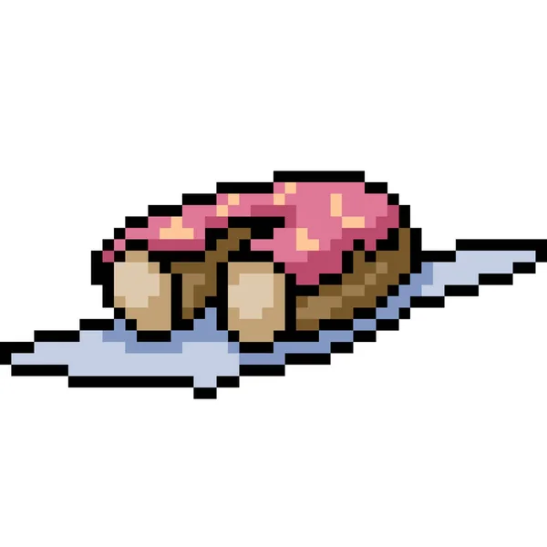 Pixel Vetorial Arte Donut Mordida Desenhos Animados Isolados — Vetor de Stock