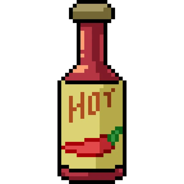 Vecteur Pixel Art Sauce Bouteille Isolé Dessin Animé — Image vectorielle