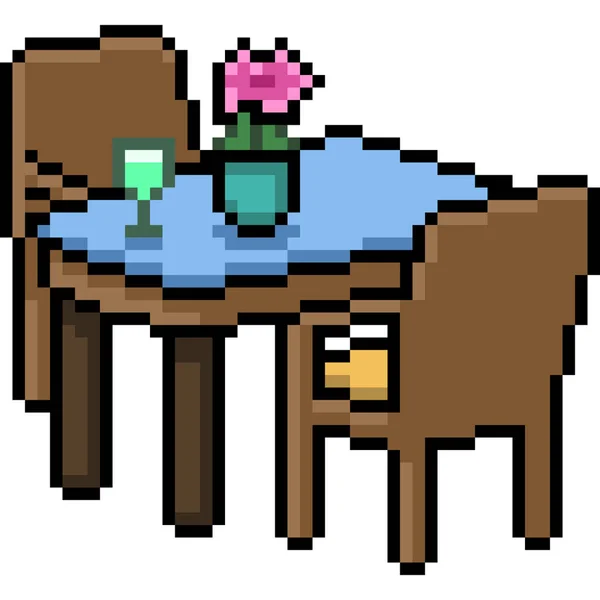 Vecteur Pixel Art Dîner Table Isolé Dessin Animé — Image vectorielle