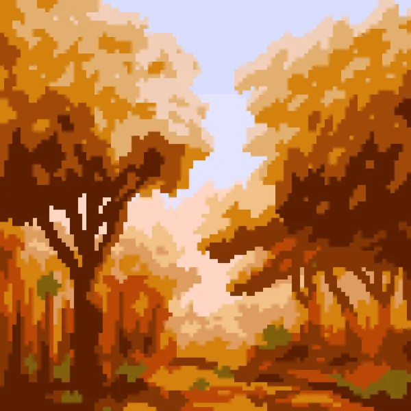 Pixel Art Forêt Seasson Automne — Image vectorielle