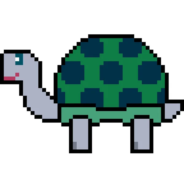 Vektor Pixel Art Schildkröte Isoliert — Stockvektor