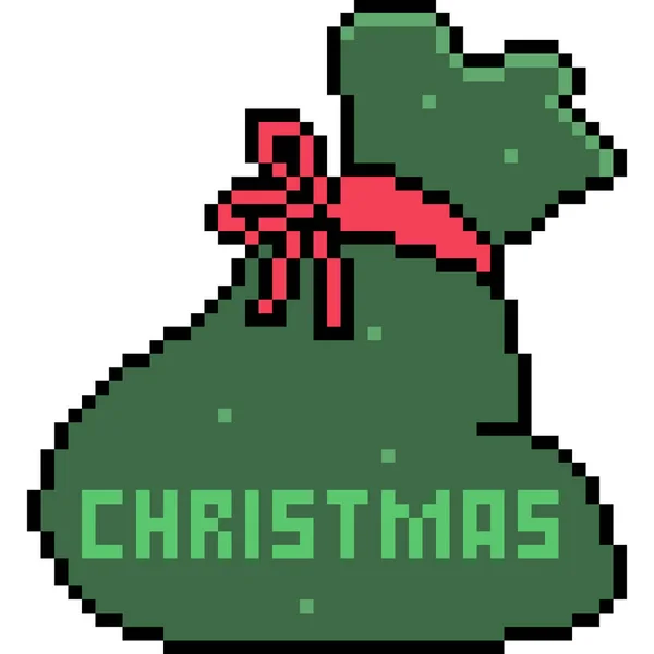 Vecteur Pixel Art Noël Sac Isolé — Image vectorielle