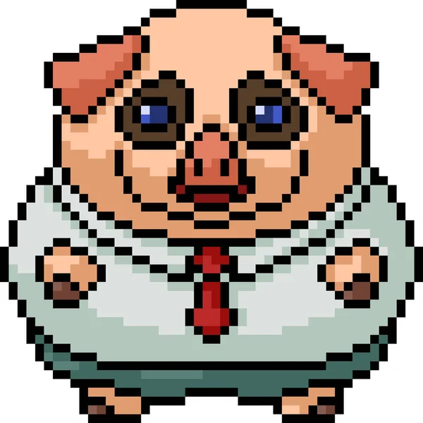 ベクトルピクセルアート豚脂肪分離漫画 — ストックベクタ