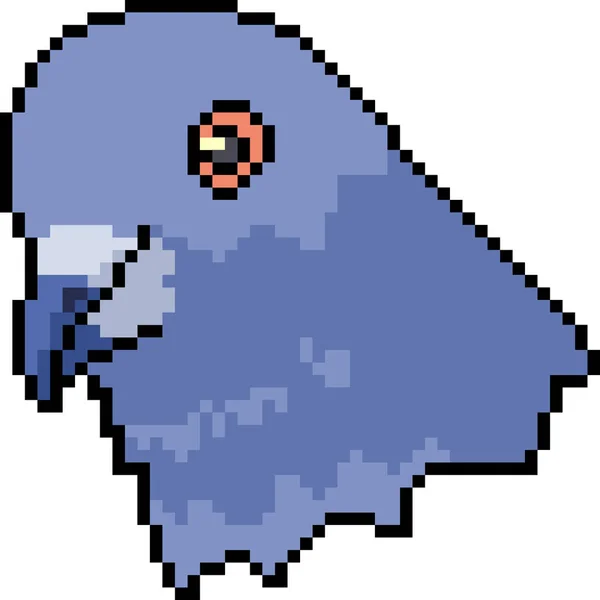 Vector Pixel Art Pigeon Head Isolated Cartoon — Stock Vector