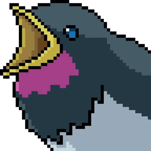 Vettore Pixel Art Uccello Testa Isolato Cartone Animato — Vettoriale Stock