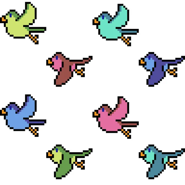 Vector Pixel Kunst Vogel Vliegen Geïsoleerd — Stockvector