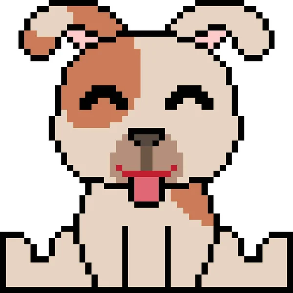 Vector Pixel Kunst Cartoon Hond Gelukkig Geïsoleerd — Stockvector