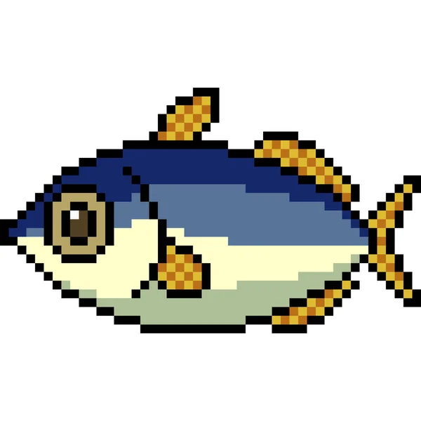 Vektor Pixel Kunst Fisch Isoliert — Stockvektor