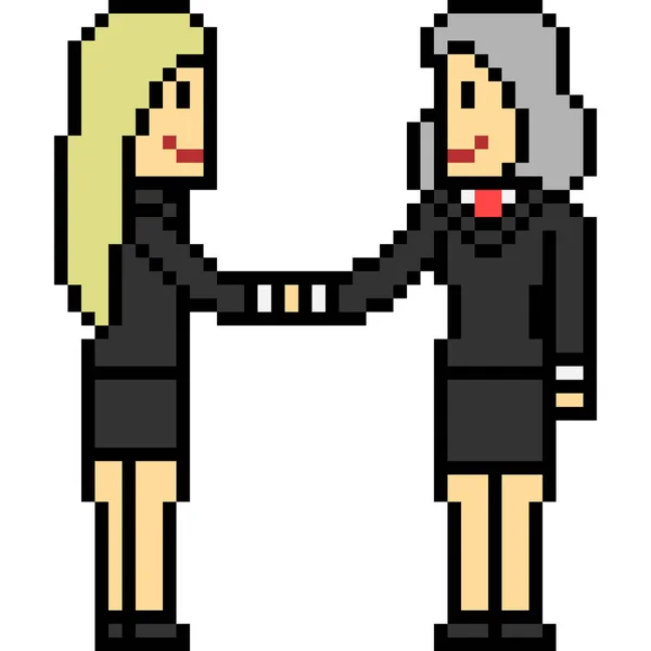 Vettore Pixel Art Saluto Business Girl — Vettoriale Stock