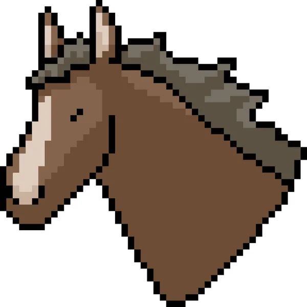 Vector Pixel Arte Caballo Cabeza Dibujos Animados Aislados — Vector de stock