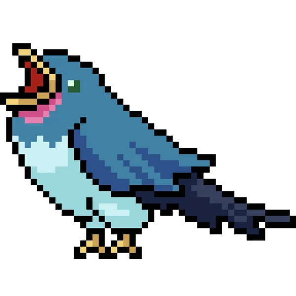Vector Pixel Art Bird Roar Isolated Cartoon — Stock Vector