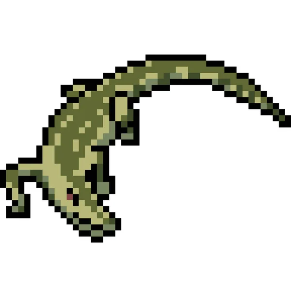Wektor Pixel Sztuka Krokodyl Izolowane Cartoo — Wektor stockowy