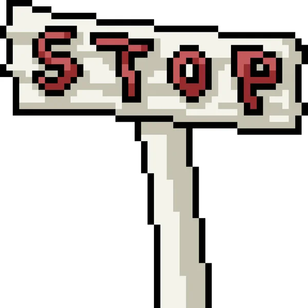 Vetor Pixel Arte Stop Sinal Isolado Desenho Animado — Vetor de Stock