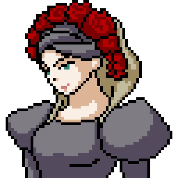 Vector Pixel Arte Aislado Mujer Retrato — Vector de stock