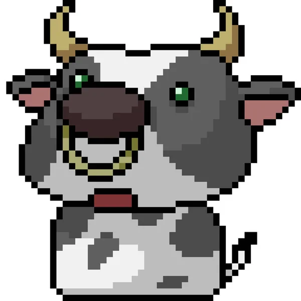 Vector Pixel Art Cow Isolated Cartoo — Stock Vector