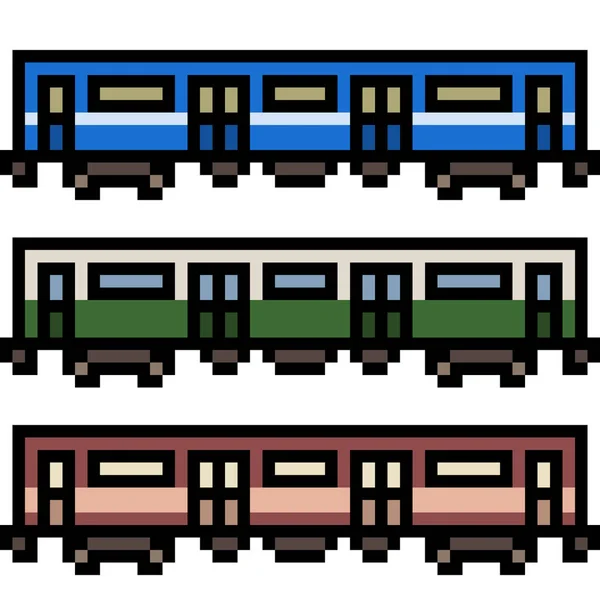 Vector Pixel Art Train Side Isolated — Stock Vector