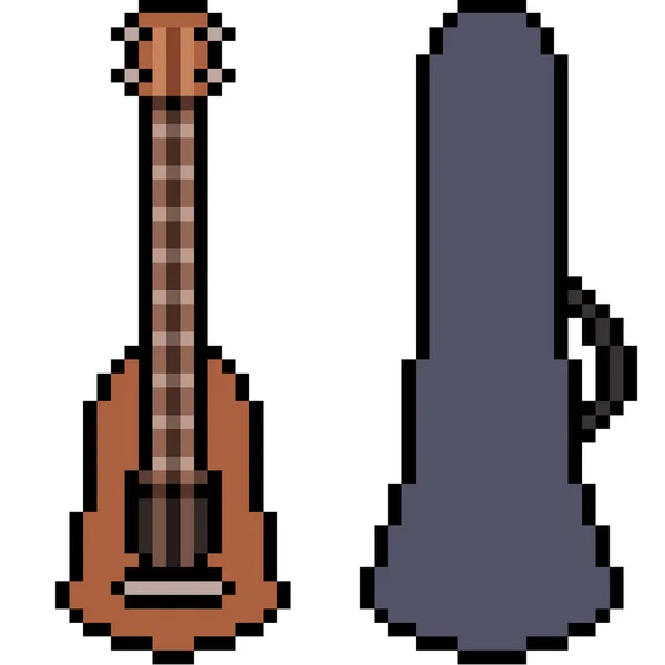 Vector Pixel Arte Guitarra Isolada — Vetor de Stock