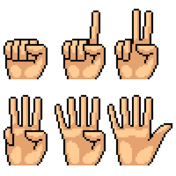 Піксельне Мистецтво Номеру Знака Руки — стоковий вектор