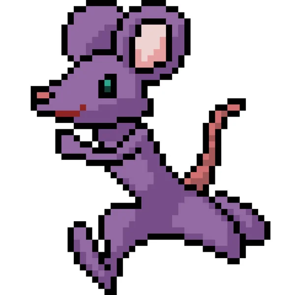 Vecteur Pixel Art Souris Exécuter Dessin Animé Isolé — Image vectorielle