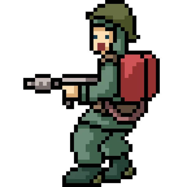 Vector Pixel Arte Fuego Soldado Dibujos Animados Aislados — Archivo Imágenes Vectoriales