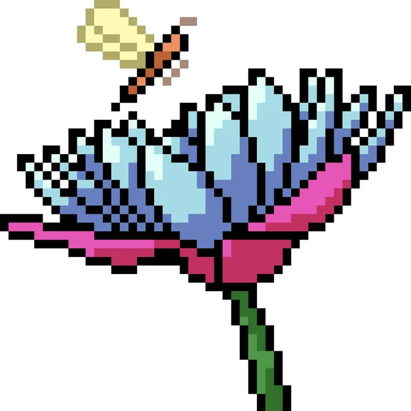 Векторний Піксель Мистецтва Квітка Розквітає Ізольований Мультфільм — стоковий вектор