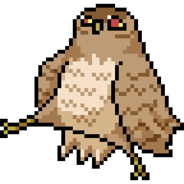 Vecteur Pixel Art Hibou Isolé Dessin Animé — Image vectorielle