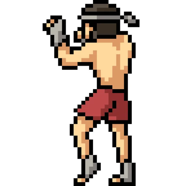 Vektor Pixel Art Muay Thai Stance Kartun Terisolasi - Stok Vektor