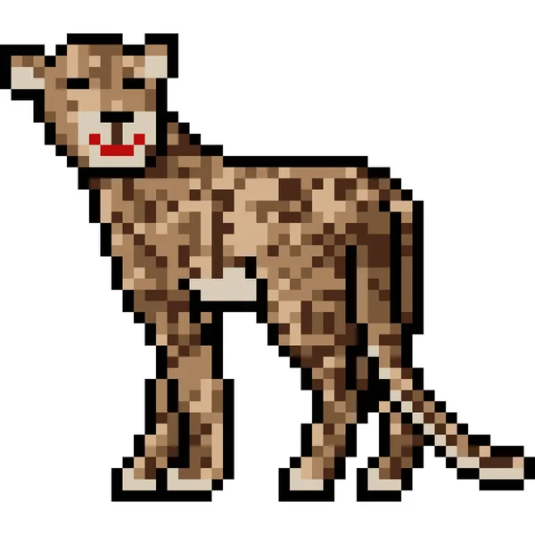 Vektor Pixel Umění Leopard Izolované Kreslené — Stockový vektor