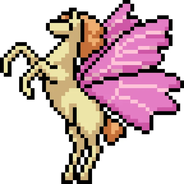 Vector Pixel Arte Mariposa Pegaso Dibujos Animados Aislados — Archivo Imágenes Vectoriales