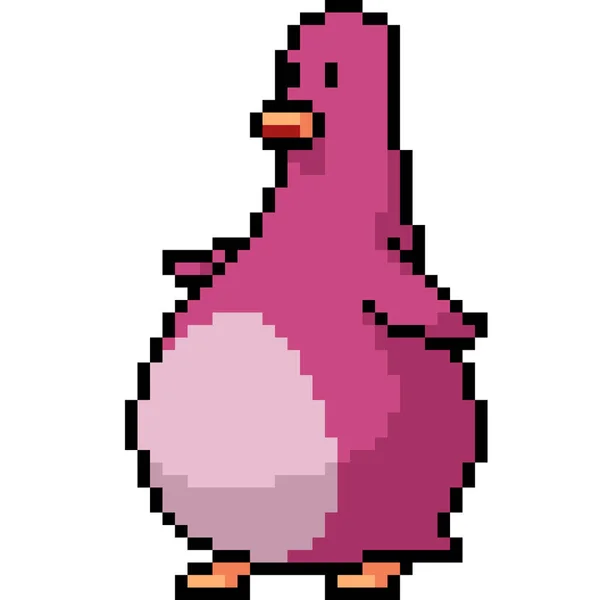 Vector Pixel Kunst Roze Pinguïn Geïsoleerde Cartoon — Stockvector