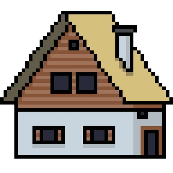 Pixel Vetorial Arte Celeiro Casa Desenhos Animados Isolados — Vetor de Stock