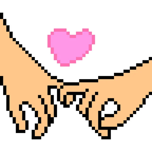 Vecteur Pixel Art Main Geste Amour Isolé — Image vectorielle