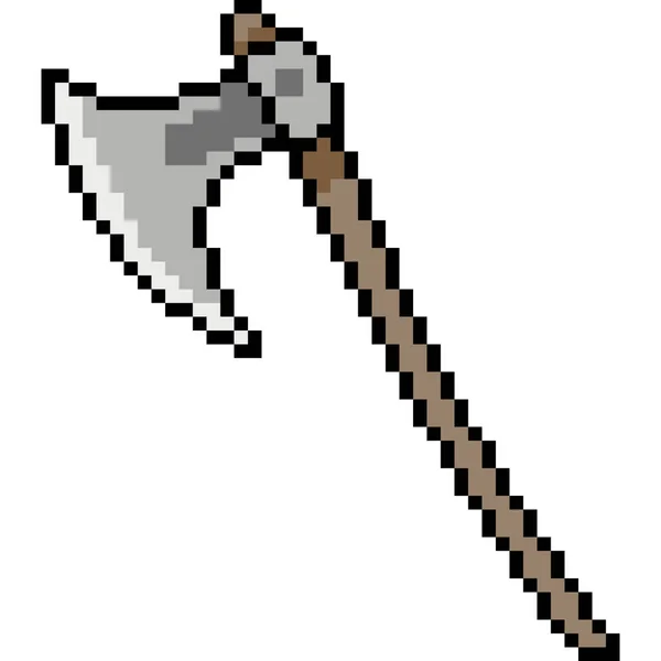 Vektor Pixel Art Axe Izolované Kreslené — Stockový vektor