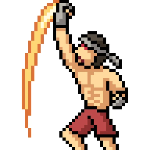 Vecteur Pixel Art Muay Thai Uppercut Isolé Dessin Animé — Image vectorielle